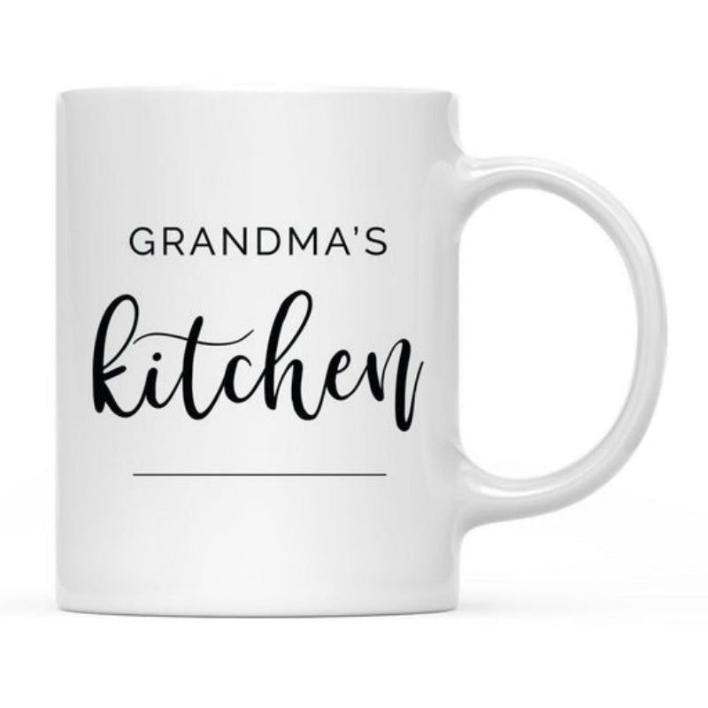 Tailorly White Ceramic 11 oz Mug - Grandmas Kitchen Featuring Elegant Black Script And Minimalist Lines Mug