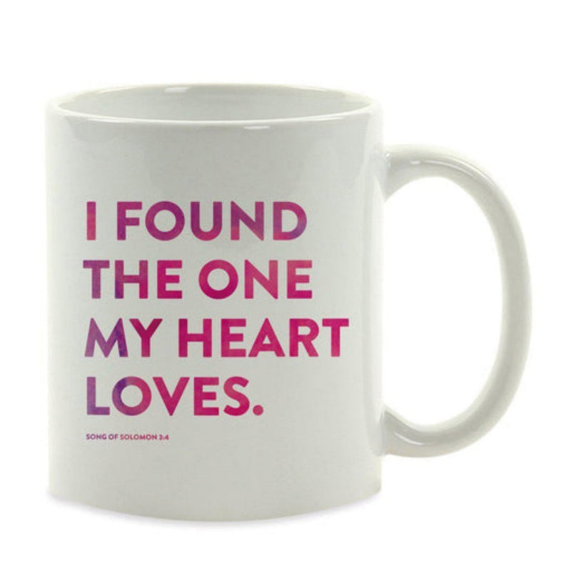 Tailorly White Ceramic 11 oz Mug - I Found The One My Heart Loves Vibrant Purple Pink Gradient Bold Typography On Clean White Surface Mug
