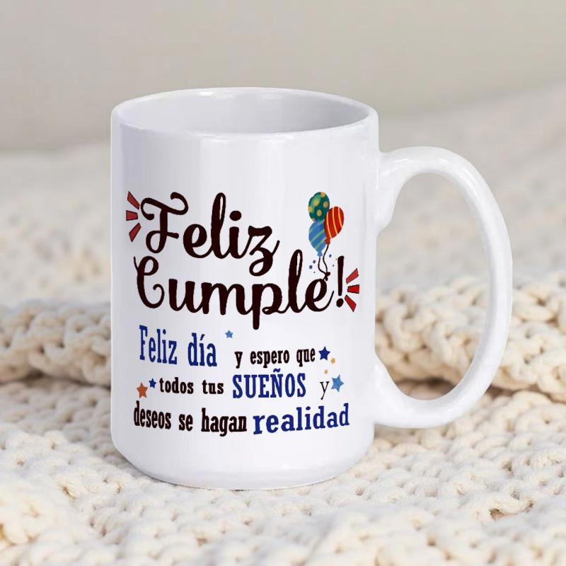 Tailorly White Ceramic 11 oz Mug - Colorful Floating Balloons Decorated With Small Stars And Artistic Celebration Elements Mug