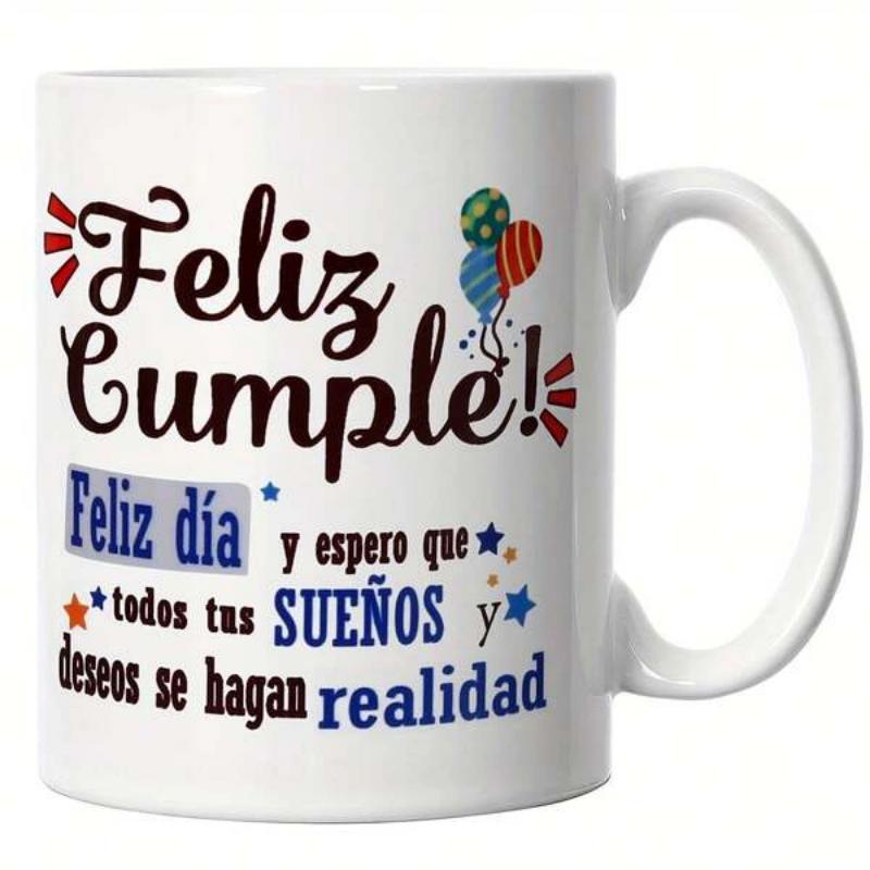 Tailorly White Ceramic 11 oz Mug - Festive Balloons Floating With Colorful Patterns And Sparkling Little Stars Mug