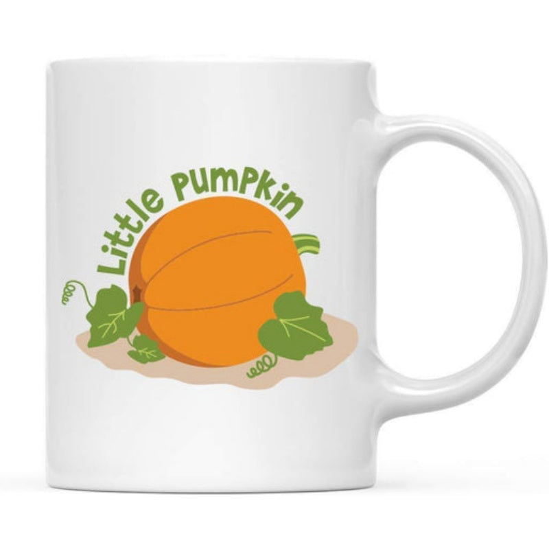 Tailorly White Ceramic 11 oz Mug - Little Pumpkin Harvest Orange Vegetable Nestled Among Green Growing Vine Leaves Pumpkin