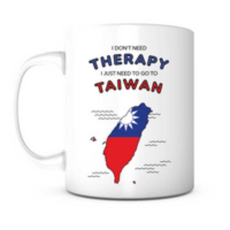 Tailorly White Ceramic 11 oz Mug - I Don't Need Therapy I Just Need To Go To Taiwan Colorful National Flag Patterns Covering The Island Silhouette Under Bold