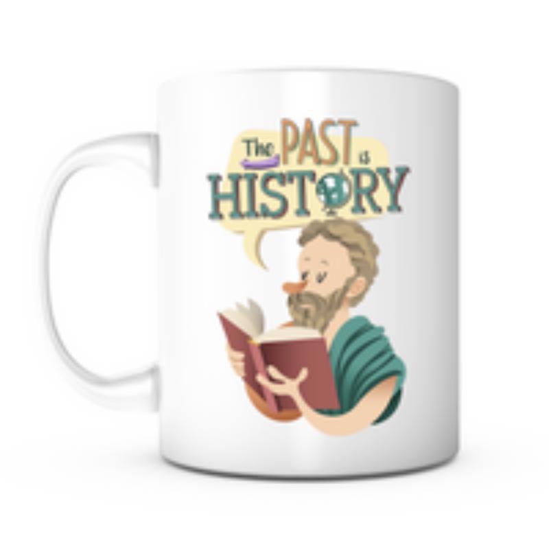 Tailorly White Ceramic 11 oz Mug - The Past Is History Bearded Ancient Greek Scholar Reading A Classic Book Philosopher