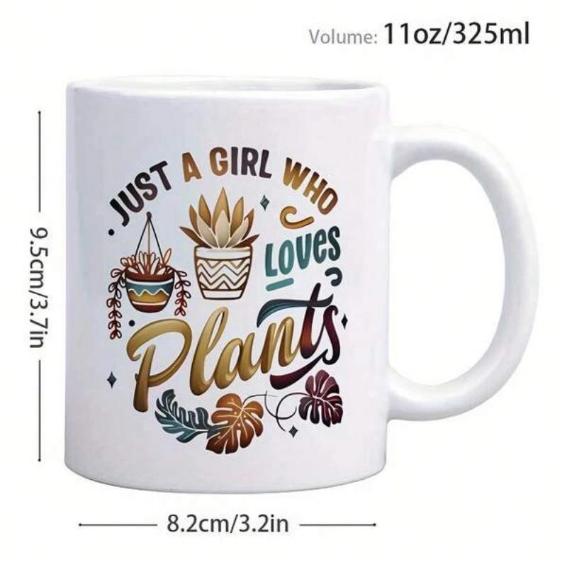 Tailorly White Ceramic 11 oz Mug - Just A Girl Who Loves Plants Potted Succulents And Hanging Foliage Among Lush Tropical Monstera Leaves Plant