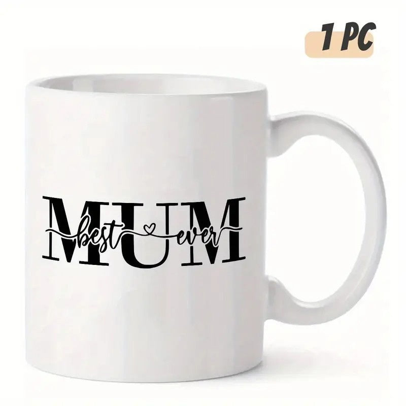 Tailorly White Ceramic 11 oz Mug - Best Ever Mum Minimalist Script Font Featuring A Delicate Centered Heart