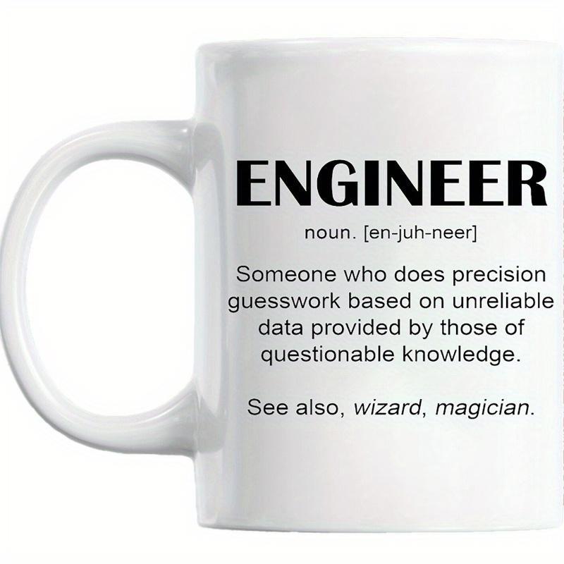 Tailorly White Ceramic 11 oz Mug - Engineer Noun Modern Black Lettering Arranged In A Minimalist Dictionary Style Layout Mug