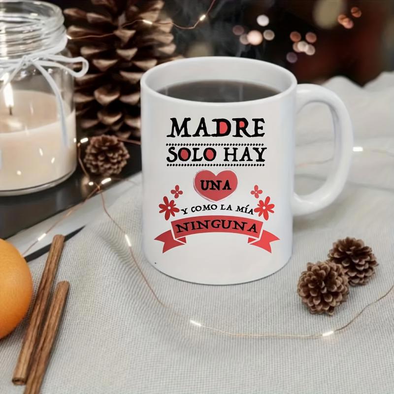 Tailorly White Ceramic 11 oz Mug - Elegant Red Banner With Small Floral Accents Surrounding A Warm Heart
