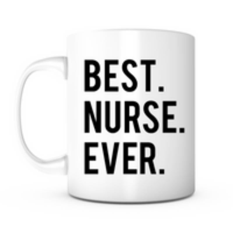 Tailorly White Ceramic 11 oz Mug - Best Nurse Ever Clean Bold Minimalist Black Letters Standing Against A Pure White Background Mug