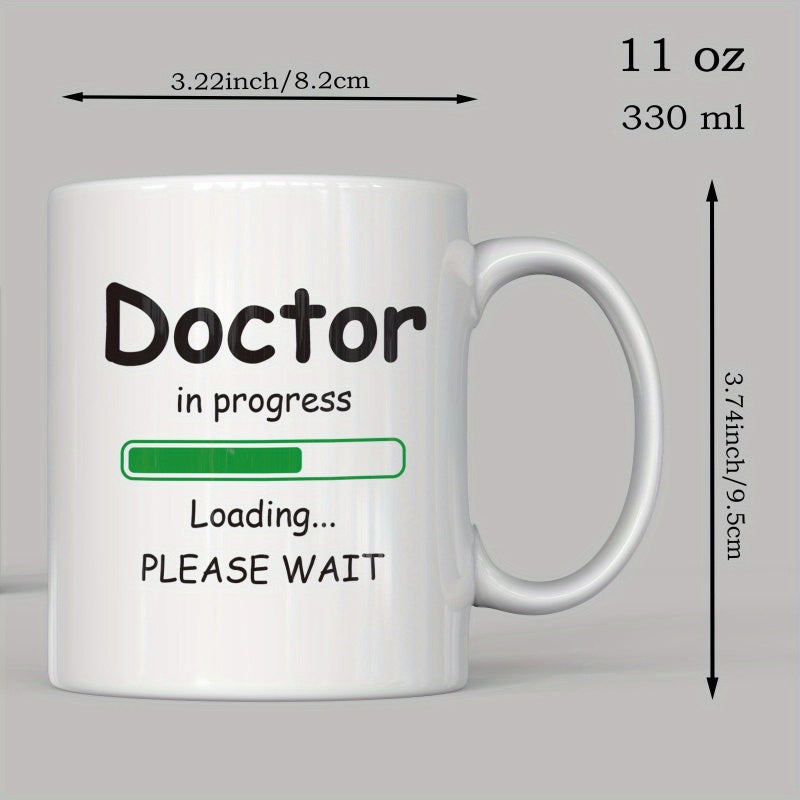Tailorly White Ceramic 11 oz Mug - Doctor In Progress Loading Please Wait Minimalist Green Progress Bar Representing Medical Student Journey Towards Professional