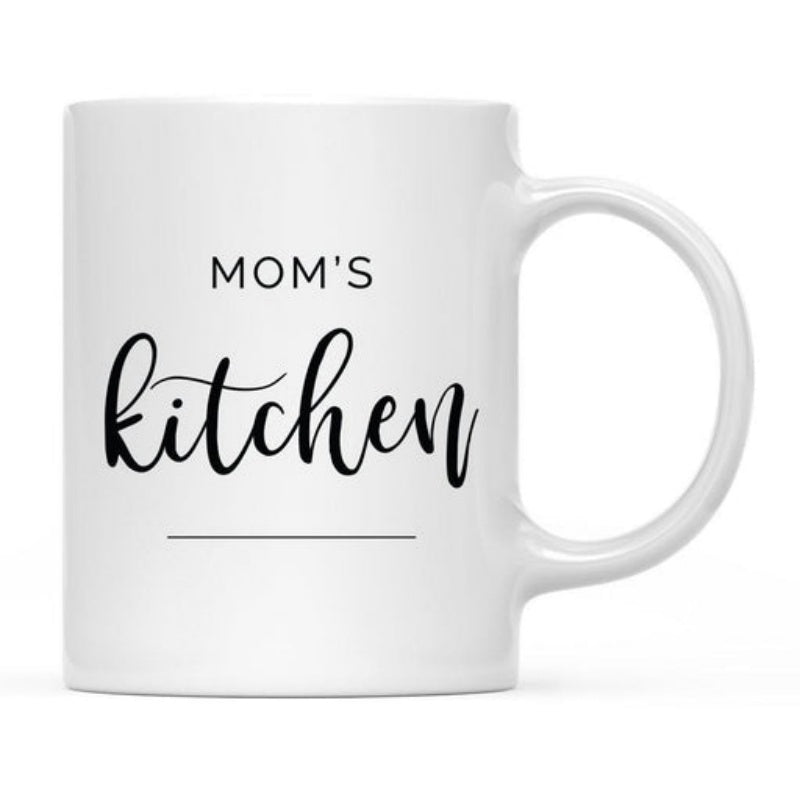 Tailorly White Ceramic 11 oz Mug - Moms Kitchen Minimalist White Ceramic Vessel With Elegant Black Script Lettering Style Mug