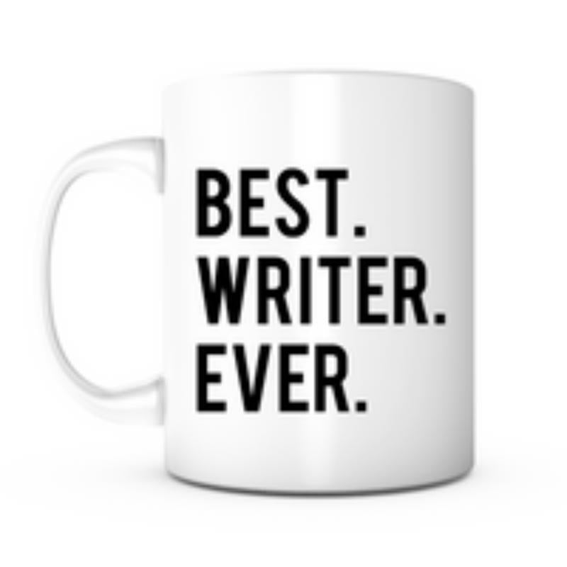 Tailorly White Ceramic 11 oz Mug - Best Writer Ever Bold Black Typographic Text On A Polished