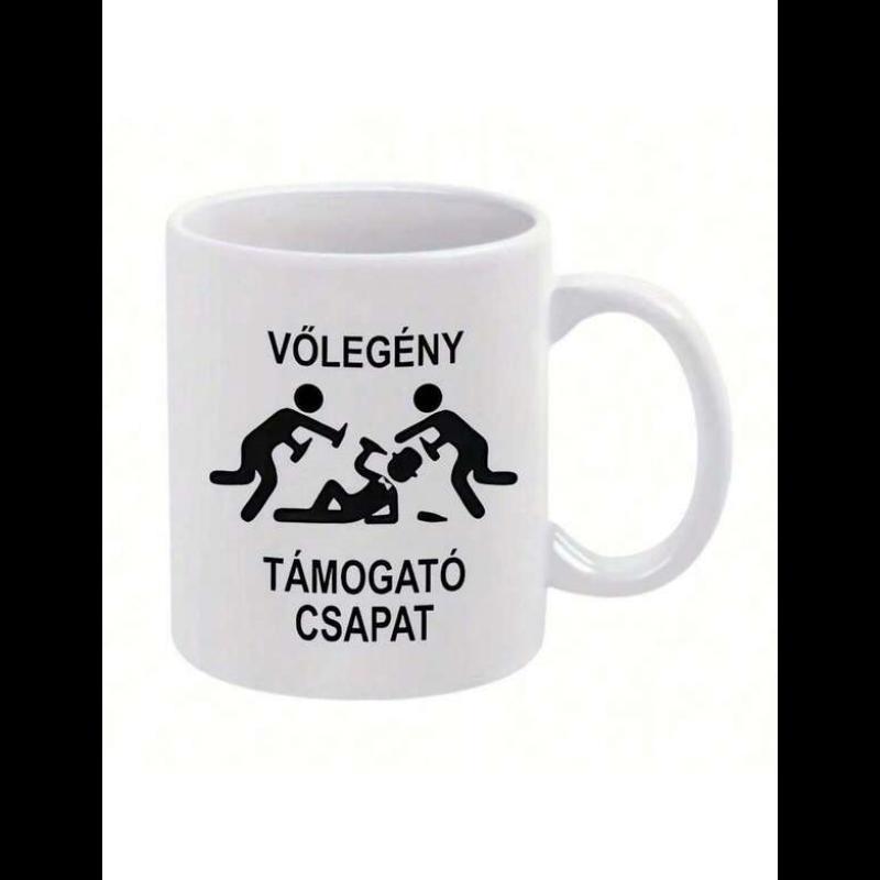 Tailorly White Ceramic 11 oz Mug - Funny Stick Figures Celebrating A Bachelor Party With Drinking Friends Silhouette