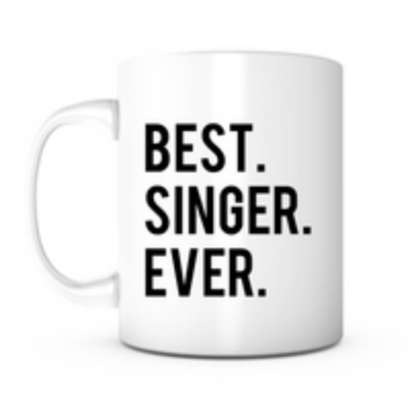 Tailorly White Ceramic 11 oz Mug - Best Singer Ever Minimalist Black Bold Typography On Smooth Polished