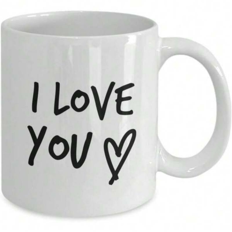 Tailorly White Ceramic 11 oz Mug - I Love You Minimalist Hand Drawn Aesthetic Heart Symbol On Clean White Background Mug