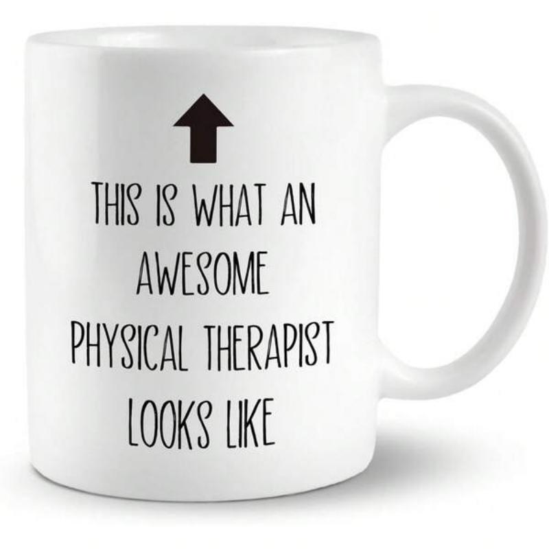 Tailorly White Ceramic 11 oz Mug - This Is What An Awesome Physical Therapist Looks Like Simple Black Arrow Pointing Upward On Clean Arrow