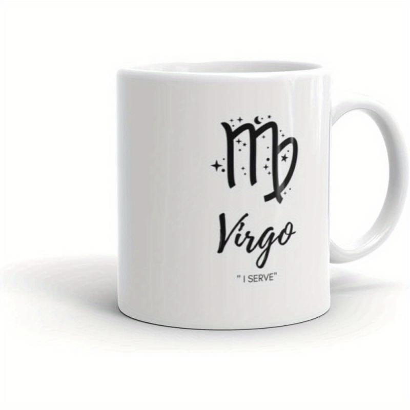 Tailorly White Ceramic 11 oz Mug - Virgo I Serve Elegant Black Zodiac Sign With Sparkles And Stars On