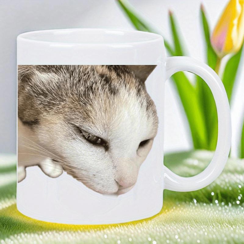 Tailorly White Ceramic 11 oz Mug - Close Up Realistic Portrait Of A Cute Domestic Tabby Feline Cat
