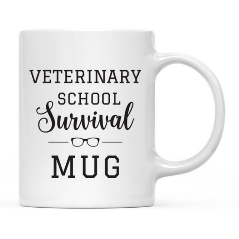 Tailorly White Ceramic 11 oz Mug - Veterinary School Survival Mug Minimalist Black Spectacles Resting Between Two Clean Horizontal Lines Mug