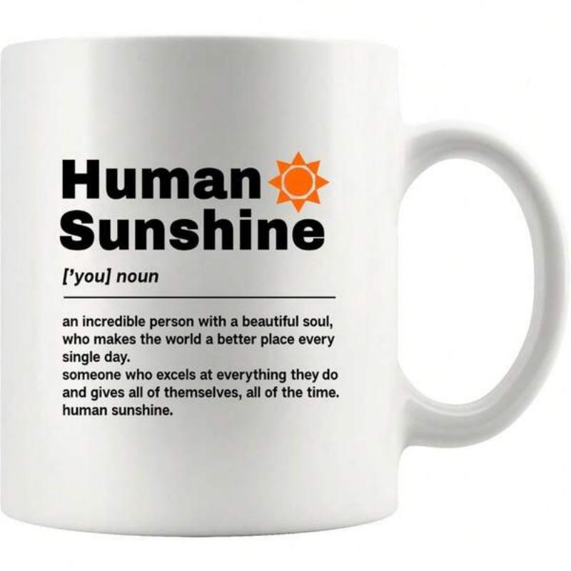 Tailorly White Ceramic 11 oz Mug - Human Sunshine Radiant Orange Sun Icon With Simple Rays Over Minimalist Dictionary Style Sun