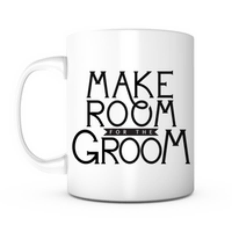 Tailorly White Ceramic 11 oz Mug - Make Room For The Groom Elegant Stylized Wedding Typography On Minimalist