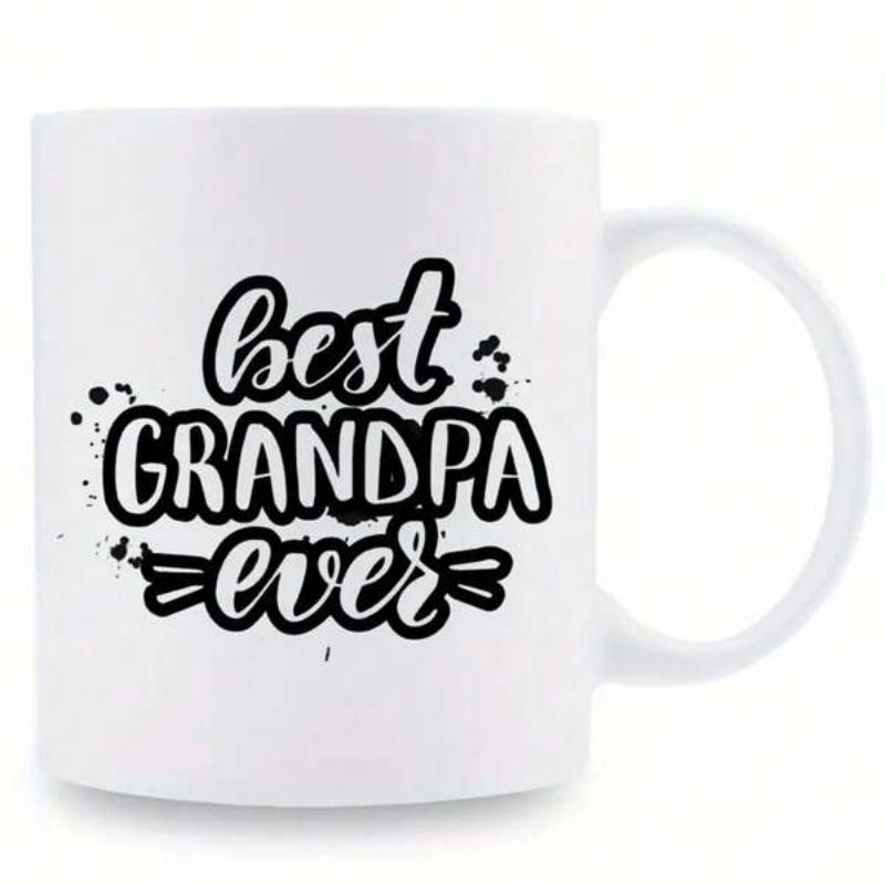 Tailorly White Ceramic 11 oz Mug - Best Grandpa Ever Stylized Bold Typography With Artistic Black Paint Splatters And Decorative Accents Lettering