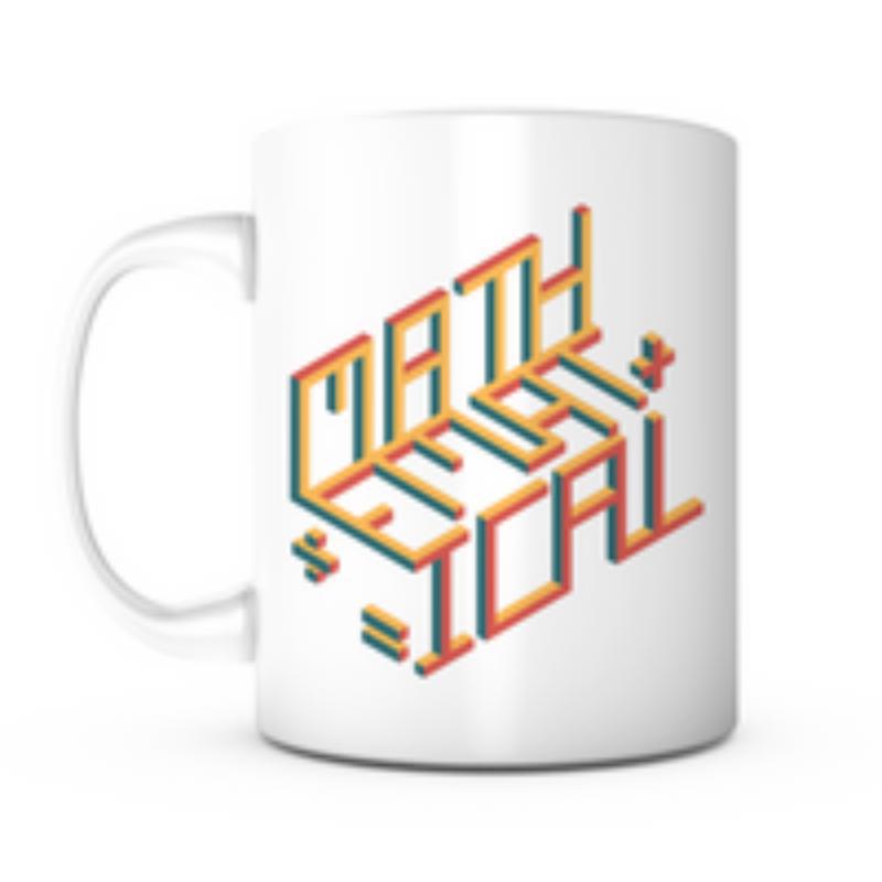 Tailorly White Ceramic 11 oz Mug - Mathematical Retro Isometric Three Dimensional Letters With Geometric Math Symbols Colorful Design