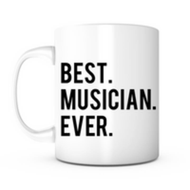 Tailorly White Ceramic 11 oz Mug - Best Musician Ever Minimalist White Ceramic Kitchenware With Bold Black Typography Mug