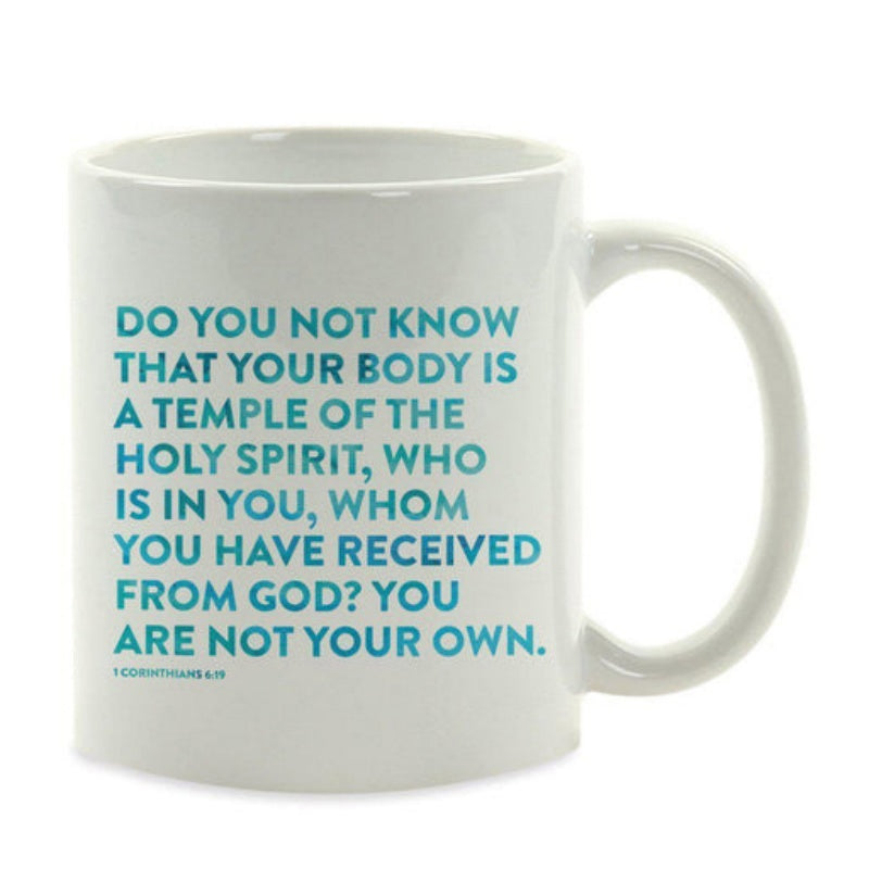 Tailorly White Ceramic 11 oz Mug - Do You Not Know Your Body Is A Temple Classic Minimalist White Ceramic Vessel With Smooth Glossy Finish Handle Mug