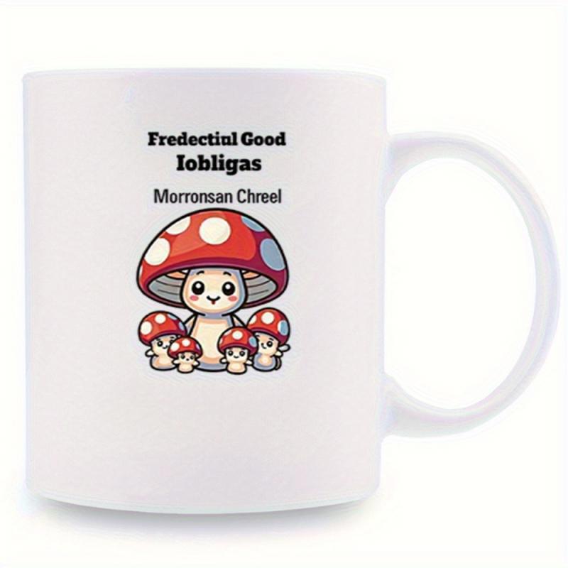 Tailorly White Ceramic 11 oz Mug - Fredectini Good Iobligas Morronsan Chreel Adored Little Red Fungi Family Gathering Within A Peaceful Nature Landscape Mushroom