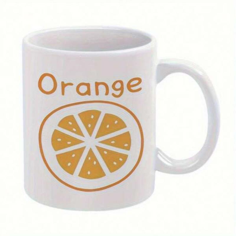 Tailorly White Ceramic 11 oz Mug - Orange Simple Circular Fruit Slice With Segmented Sections And Minimalist Outlines Orange