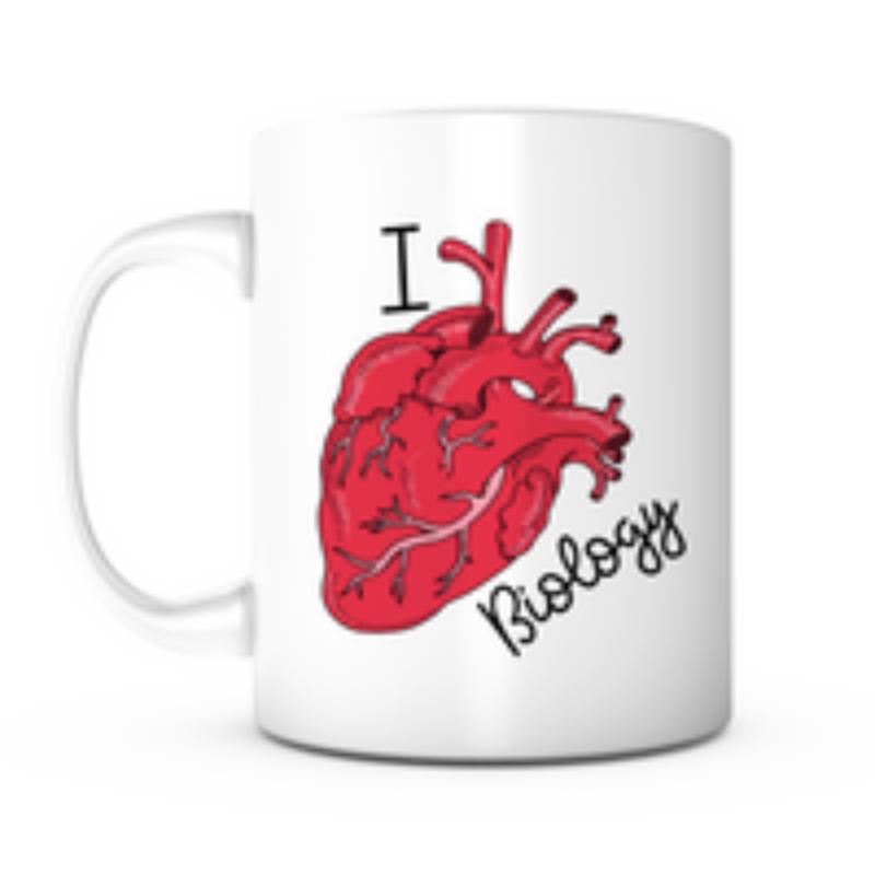 Tailorly White Ceramic 11 oz Mug - I Biology Detailed Red Anatomical Human Organ With Intricate Arterial Veins Heart