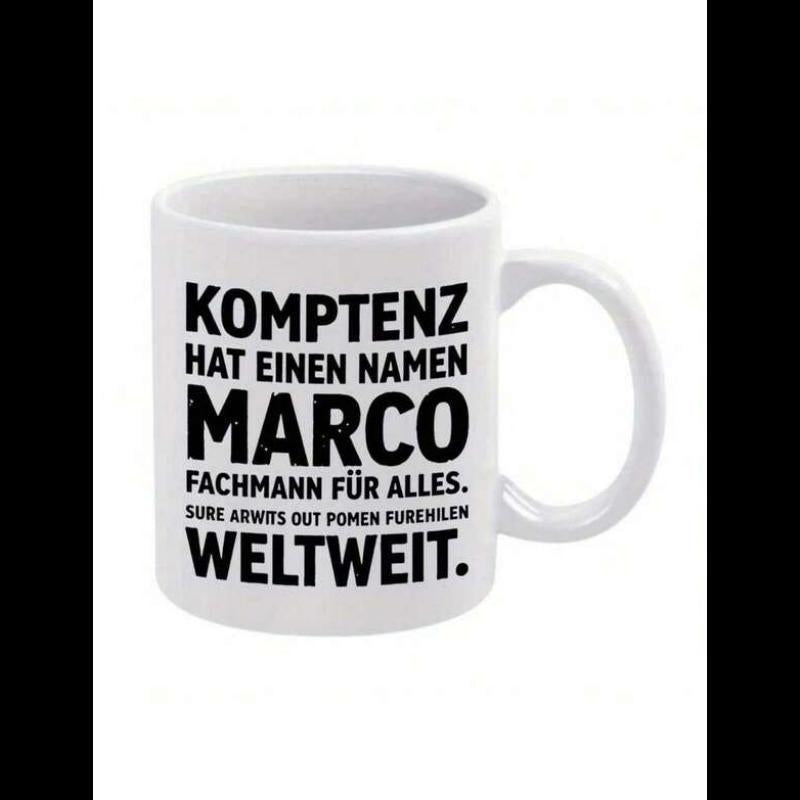 Tailorly White Ceramic 11 oz Mug - Simple White Ceramic Vessel With Bold Black Lettering Design Mug