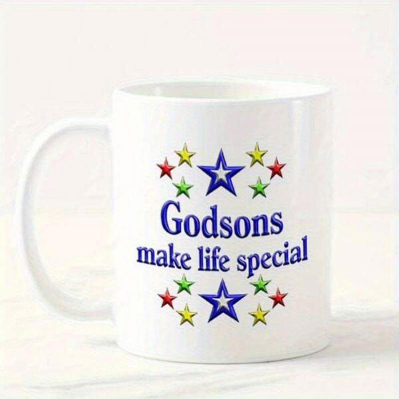 Tailorly White Ceramic 11 oz Mug - Godsons Make Life Special Colorful Radiant Stars Arrayed With Vibrant Red And Green Points Star
