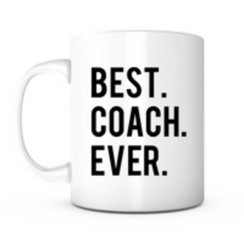 Tailorly White Ceramic 11 oz Mug - Best Coach Ever Minimalist Featuring Bold Black Block Lettering Print Mug