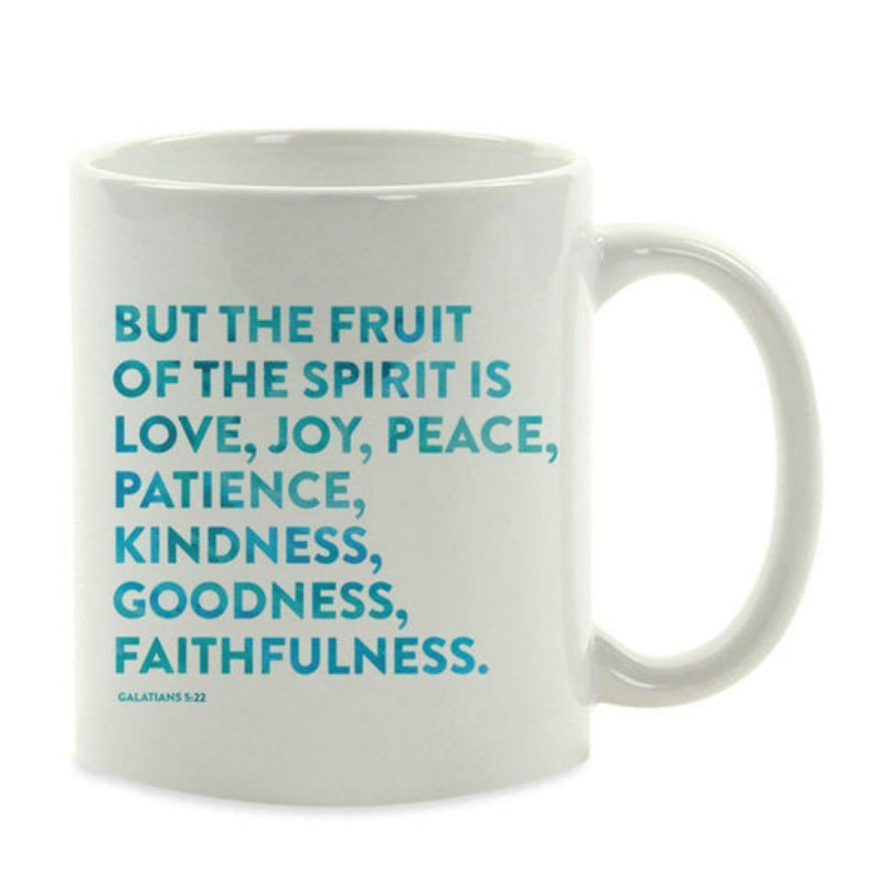 Tailorly White Ceramic 11 oz Mug - But The Fruit Of The Spirit Is Love Joy Peace Patience Kindness Goodness Faithfulness Minimalist Bold Typography Printed On A