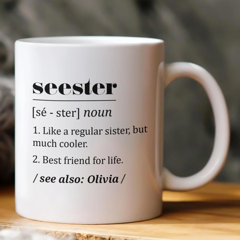Tailorly White Ceramic 11 oz Mug - Seester Olivia Dictionary Style Text Definition Printed On A White Minimalist Ceramic Mug