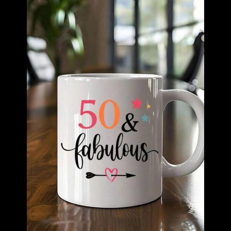 Tailorly White Ceramic 11 oz Mug - 50 Fabulous Elegant White Ceramic Featuring Script Lettering And Small Heart Arrow Mug
