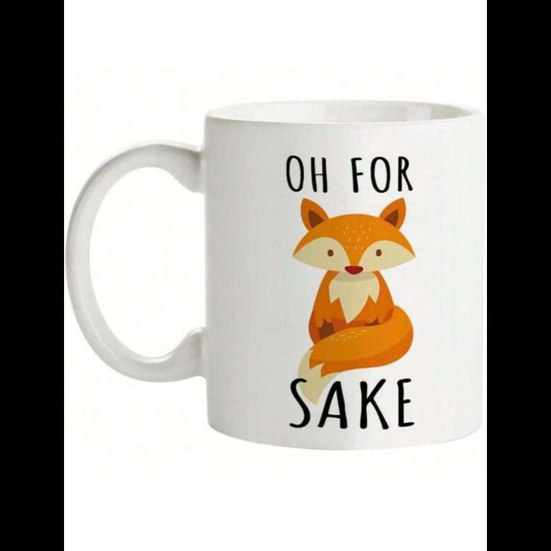 Tailorly White Ceramic 11 oz Mug - Oh For Fox Sake Cute Orange Woodland Animal Sitting Peacefully With Fluffy Wrapped Tail Fox