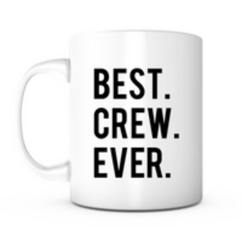 Tailorly White Ceramic 11 oz Mug - Best Crew Ever Minimalist White Ceramic Kitchenware Featuring Bold Black Typeface Lettering Simple Mug