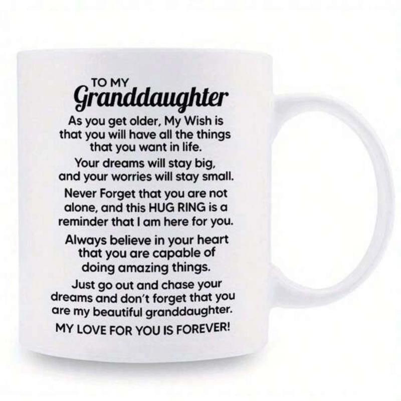 Tailorly White Ceramic 11 oz Mug - To My Granddaughter Heartfelt Script Message Printed Upon A Clean Minimalist Ceramic Surface Mug