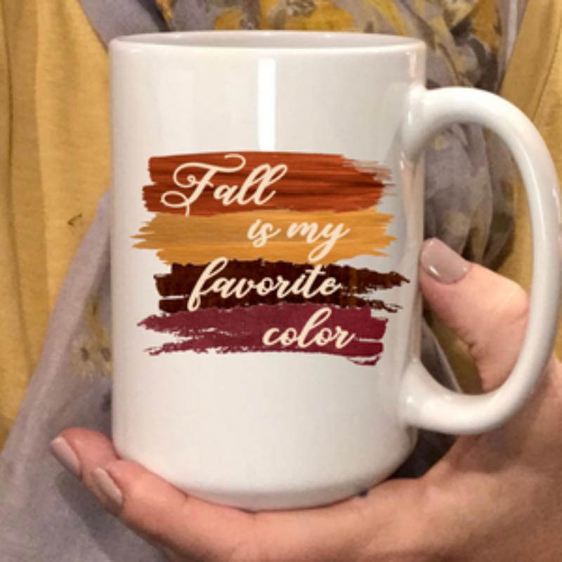 Tailorly White Ceramic 11 oz Mug - Fall Is My Favorite Color Warm Earthy Horizontal Autumnal Paint Brushstrokes In Seasonal Tones Mug