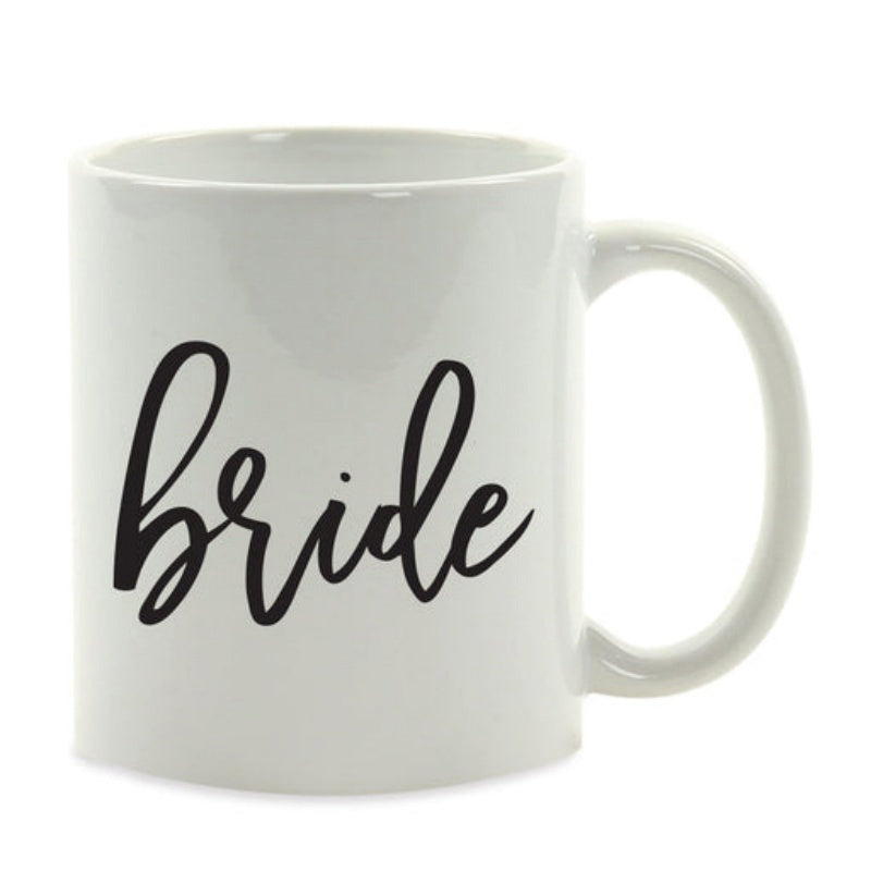 Tailorly White Ceramic 11 oz Mug - Bride Minimalist White Ceramic Vessel Featuring Elegant Black Script Lettering On A Sleek Mug