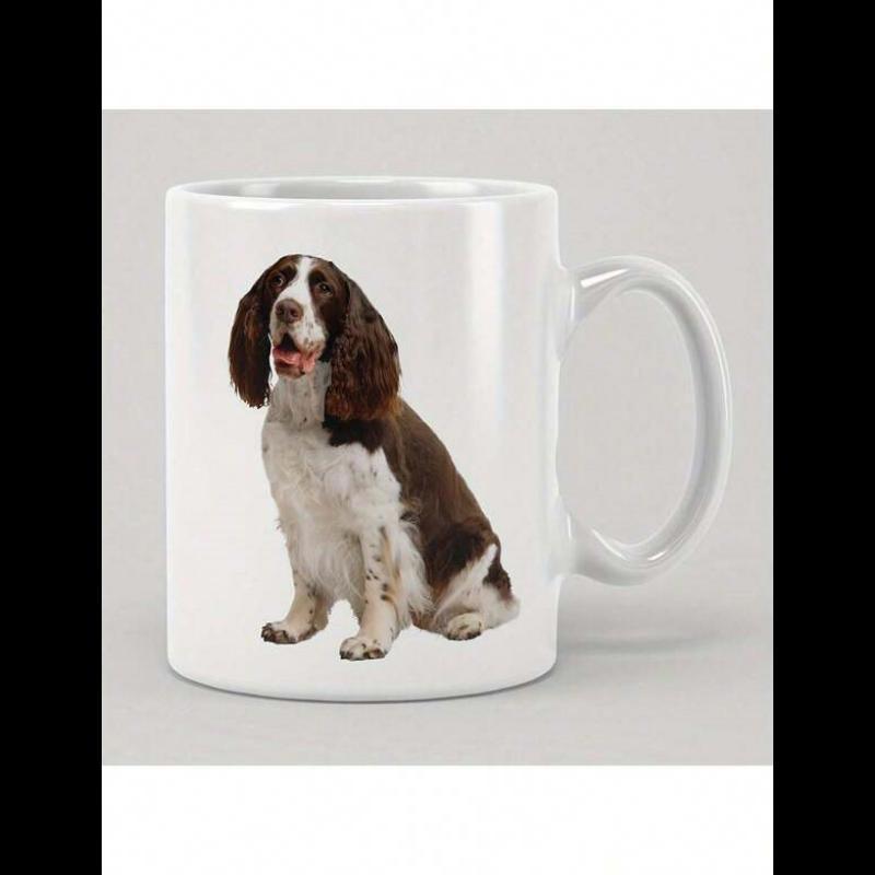 Tailorly White Ceramic 11 oz Mug - Realistic Springer Spaniel Sitting Calmly On A Plain White Surface Dog