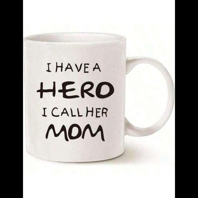 Tailorly White Ceramic 11 oz Mug - I Have A Hero I Call Her Mom Minimalist Typography Design Printed On Featuring Heartfelt Family Sentiment Mug