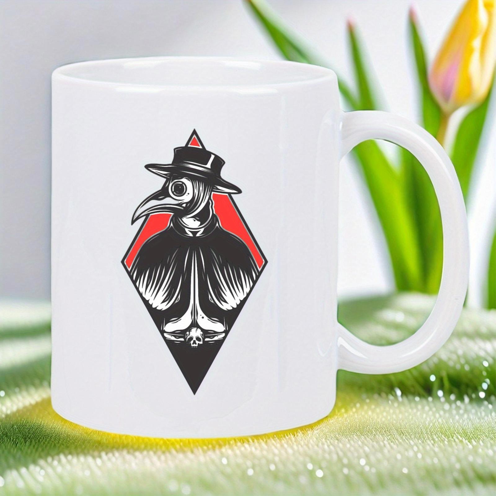 Tailorly White Ceramic 11 oz Mug - Vintage Medical Figure Inside Red Diamond Framed Dark Gothic Illustration Plague Doctor
