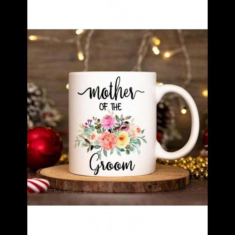 Tailorly White Ceramic 11 oz Mug - Mother Of The Groom Delicate Watercolor Floral Arrangement Featuring Pink Roses And Spring Greenery Bouquet
