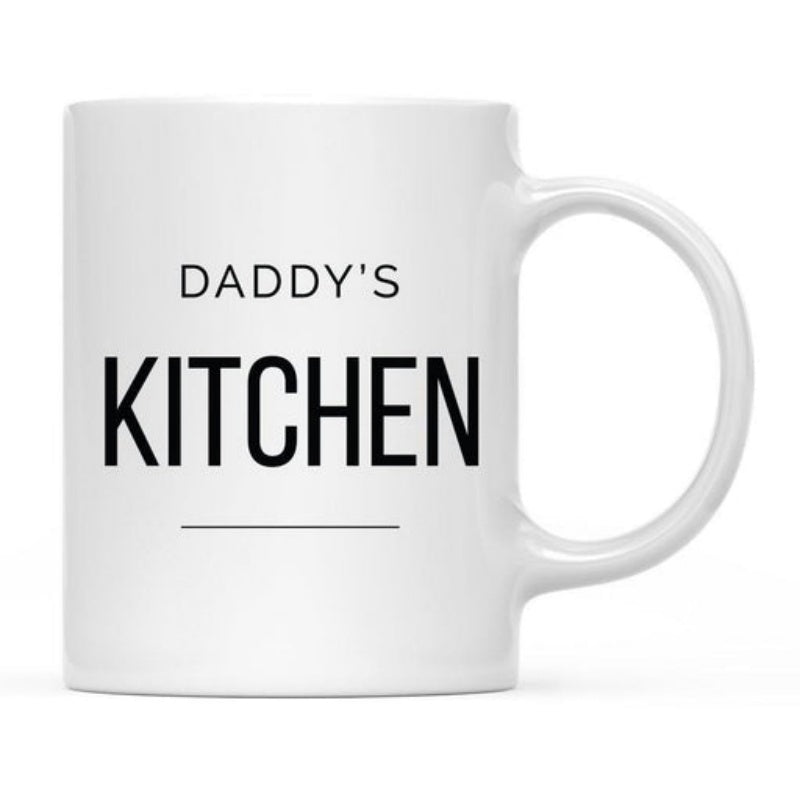Tailorly White Ceramic 11 oz Mug - Daddys Kitchen Minimalist With Bold Black Typography Mug
