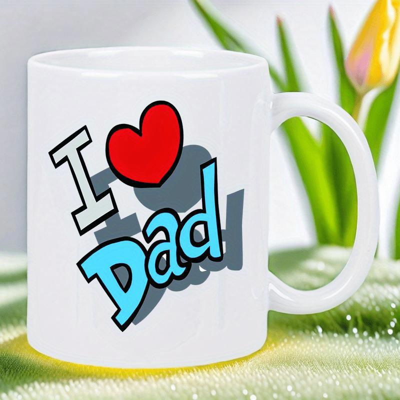 Tailorly White Ceramic 11 oz Mug - I Dad Vibrant Red Heart With Stylized Blue Lettering On Glossy Ceramic Mug