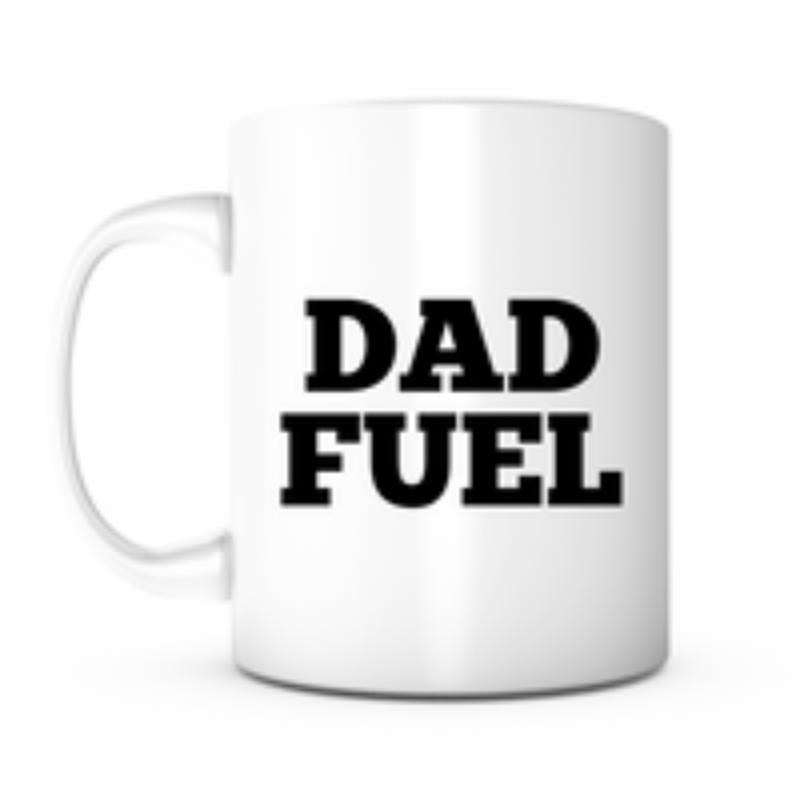 Tailorly White Ceramic 11 oz Mug - Dad Fuel Bold Black Block Letters Centered On A Clean
