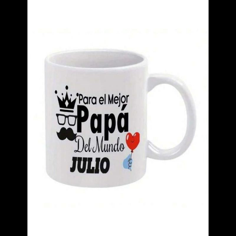 Tailorly White Ceramic 11 oz Mug - Elegant Royal Crown With Stylish Glasses And Floating Red Heart Mustache